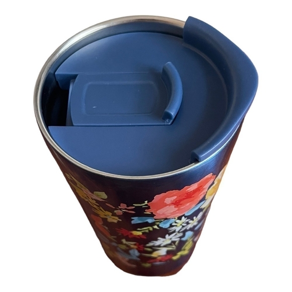 Travel Tumbler Blue Multicolored Floral Print PIONEER WOMAN Aluminum Mug & Lid - Picture 4 of 6